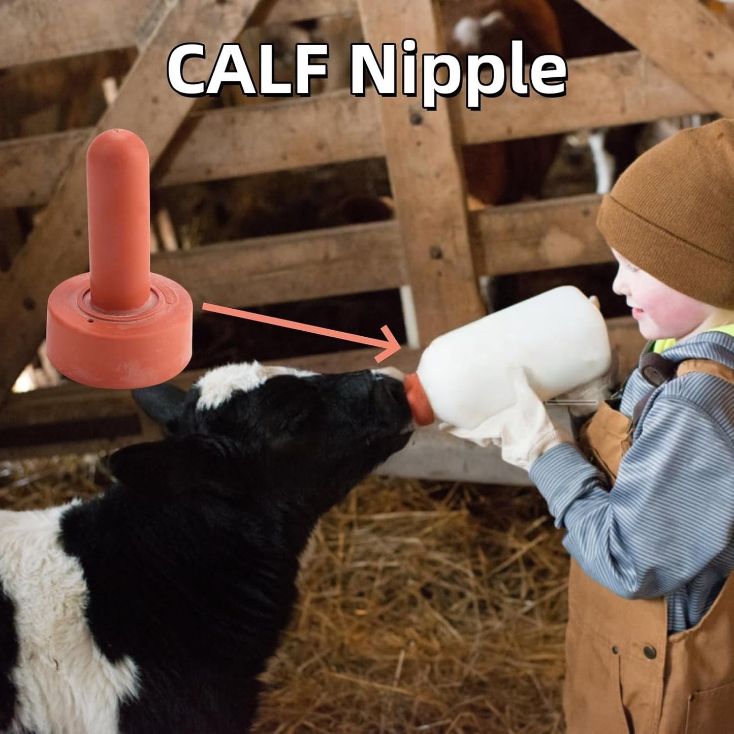 5Pcs Small Animal Milk Drink Nipple 10.7cm Length Rubber Calf Nursing Nipples Livestock Feeding Watering Supplies