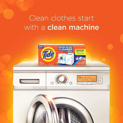 Tide Washing Machine Cleaner, Washer Machine Cleaner with Oxi for Front and Top Loader Washer Machines, Deep Cleaning Residue & Odor Eliminator, 3 Count (Pack of 1)
