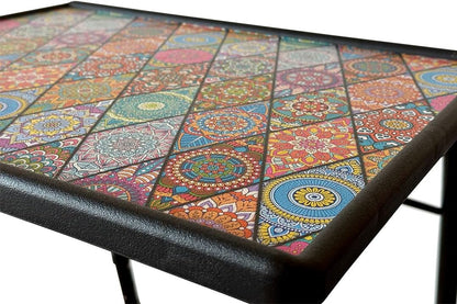 OAK N' OAK Bunny Bear Table-Mandala Design® | Adjustable Multi Position Portable Folding Table Mate for Bed Trey, Work, Watch TV, Dining, Study, Outdoor & Office Furniture (Mandala)