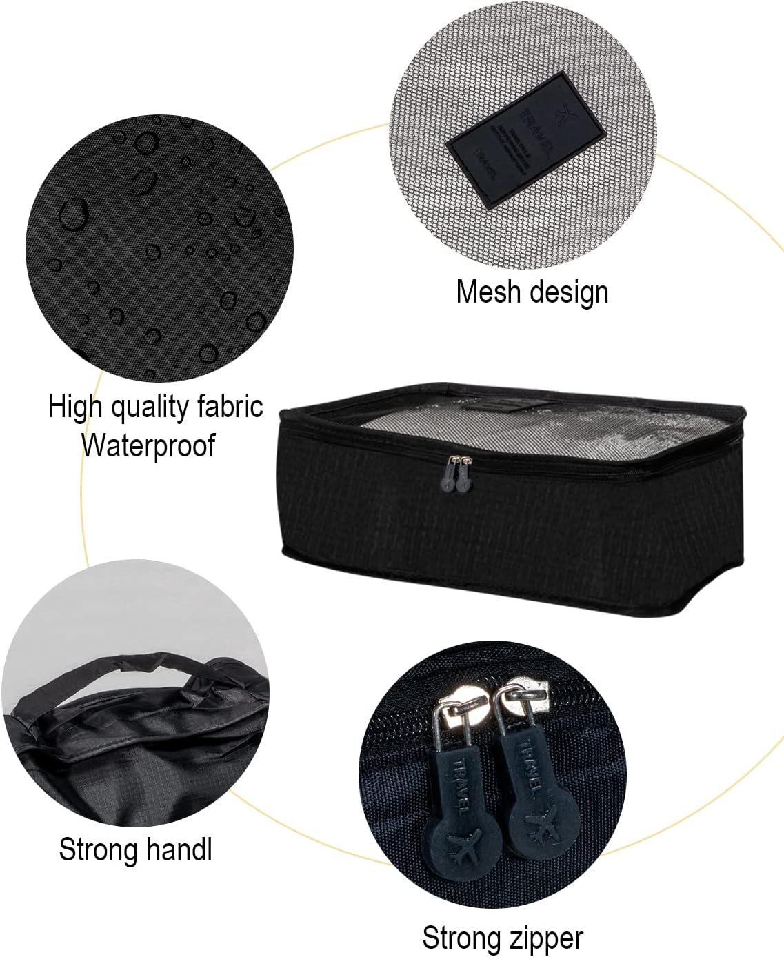 BillyBath Suitcase Organizer Set, 8 in 1 Travel Organizer for Clothes, Shoes, Cosmetics, Grey