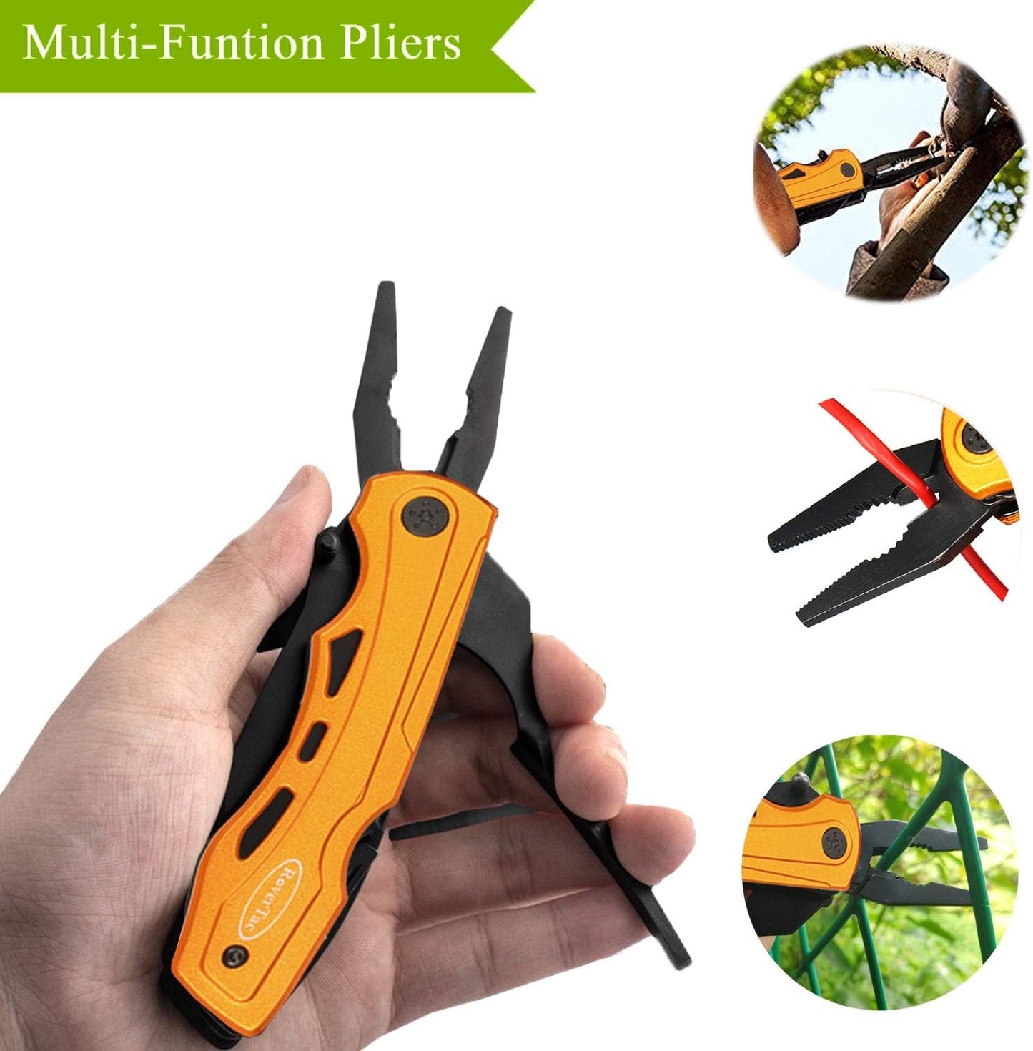 RoverTac 15-in-1 Multitool Knife – Gifts for Men, Dad, Husband – Folding Knife with Screwdrivers, Pliers, Saw – Camping Gear for Hiking, Survival, DIY, Great for Valentine, Birthdays, Father’s Day