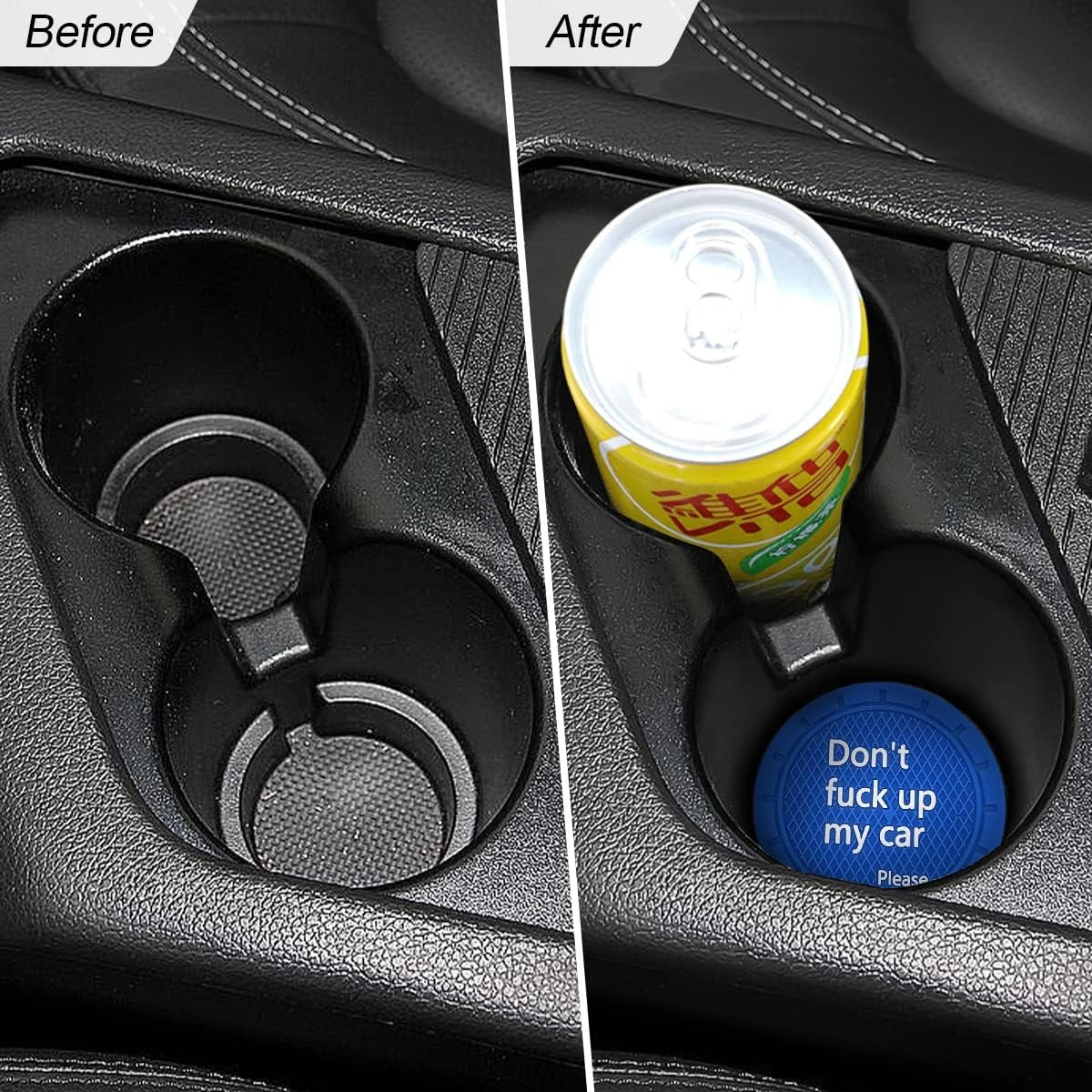 Car Cup Holder Coasters, 2 Pcs 2.75 Inch Non-Slip PVC Insert Cup Coaster, Anti-Scratch Auto Cup Mats for Women Men, Vehicle Interior Accessories Universal for Car, SUV, Truck (Blue-4)