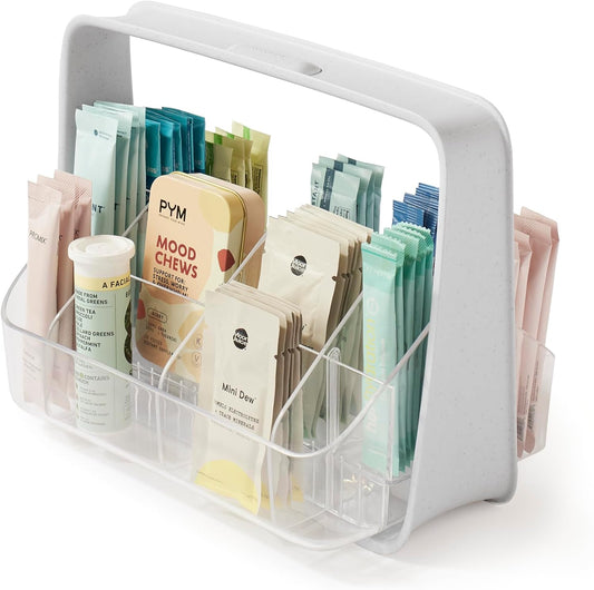 YouCopia SipStation Hydration Caddy, Hydration Packet Storage, Adjustable Electrolyte Powder Organizer, Speckled White