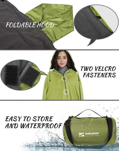 DUKUSEEK Waterproof Blanket Outdoor, Hooded Blanket Poncho - Large (79x56), Portable, Windproof Fleece Blankets for Cold Weather Camping, Picnic, Sports, Boat, Dogs, Festivals, Car, Emergency