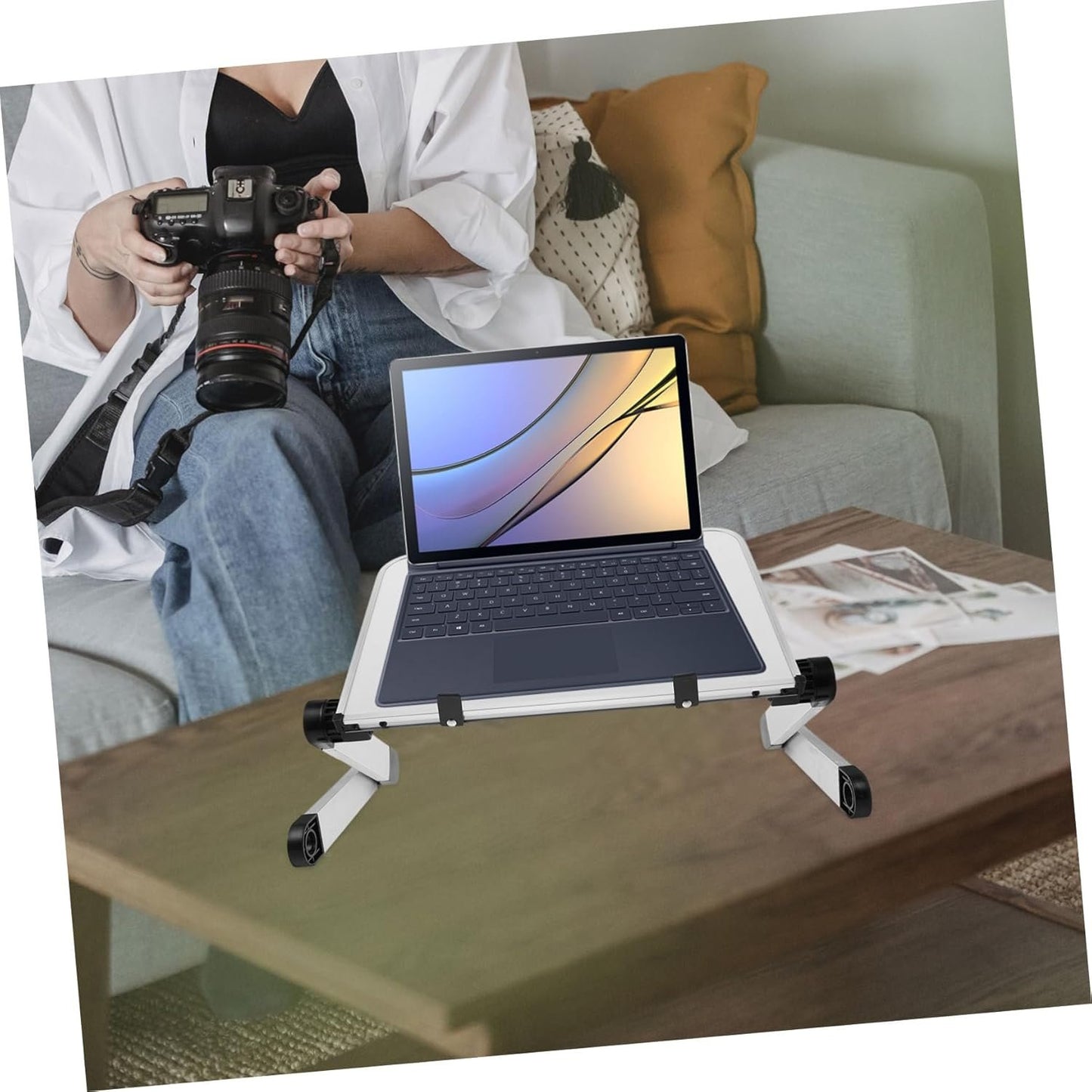 COMNESTBI Adjustable Laptop Stand for Desk Ergonomic Riser Heat Dissipation Space-Saving Design for Laptops and Tablets for Use Enhanced Workspace Organization