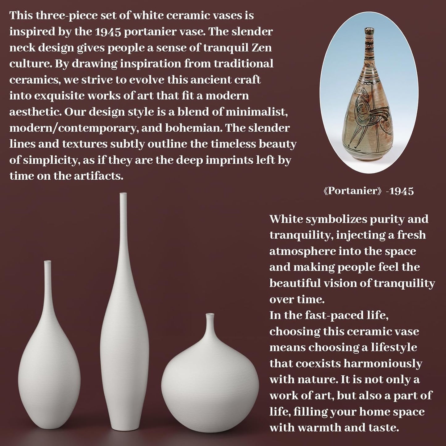White Ceramic Vase Modern Boho Wabi-Sabi Flower Vase Set of 3 Decorative Aesthetic Vases for Centerpieces Pampas Matte Minimalist Vase for Living Room Table Shelf Home Decor Gift