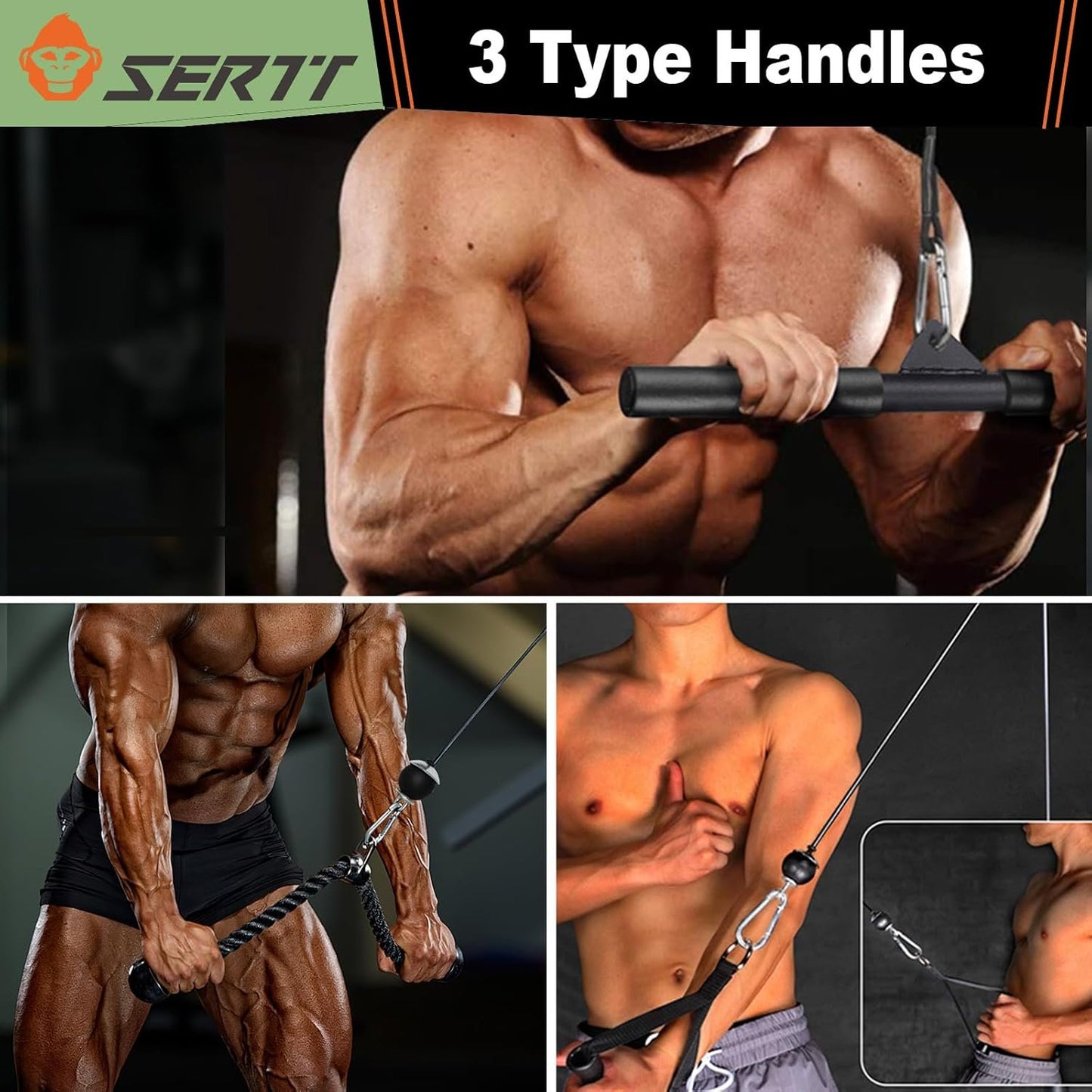 SERTT LAT and Lift Pulley System Gym, Upgraded DIY Fitness Pulley Cable Machine Attachment for Triceps Pull Downs, Biceps Curl, Forearm, Shoulder - Home Gym Exercise Pulley System Equipment