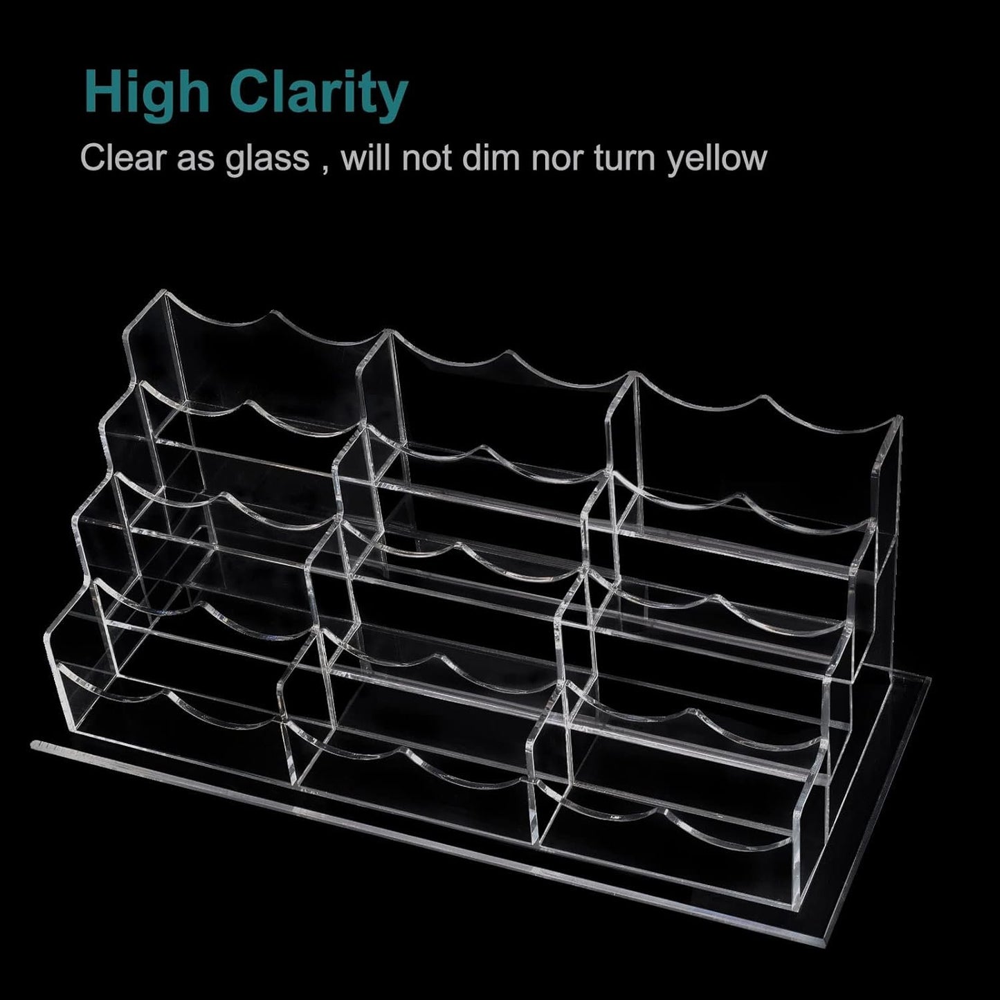 Vevitts Acrylic Business Card Holder, Clear Desktop Card Stand, 4 Tiers 12 Slots