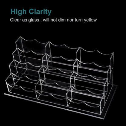 Vevitts Acrylic Business Card Holder, Clear Desktop Card Stand, 4 Tiers 12 Slots