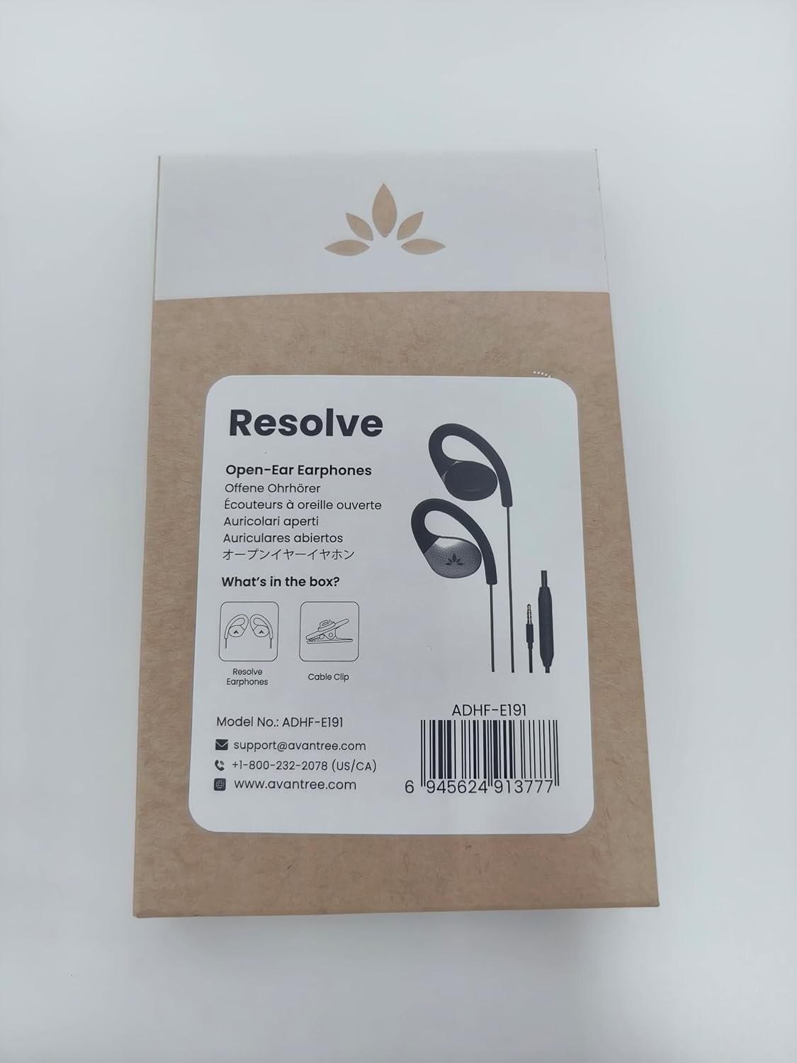 Avantree Resolve - Wired Open-Ear Earbuds & Microphone (for Small-Medium Ear) with in-Line Controls and Wrap Around Over-Ear Hook, Surroundings Awareness, 3.5mm AUX Jack