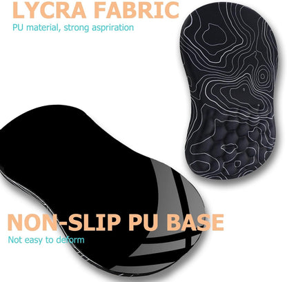 Ergonomic Mouse Pad with Wrist Rest, Memory Foam Mousepad with Wrist Support, Wrist Pain Relief, Non-Slip PU Base & Slope Massage Mouse Pad for Gaming, Office,Computer, 12x8 inch,Topographic Contour