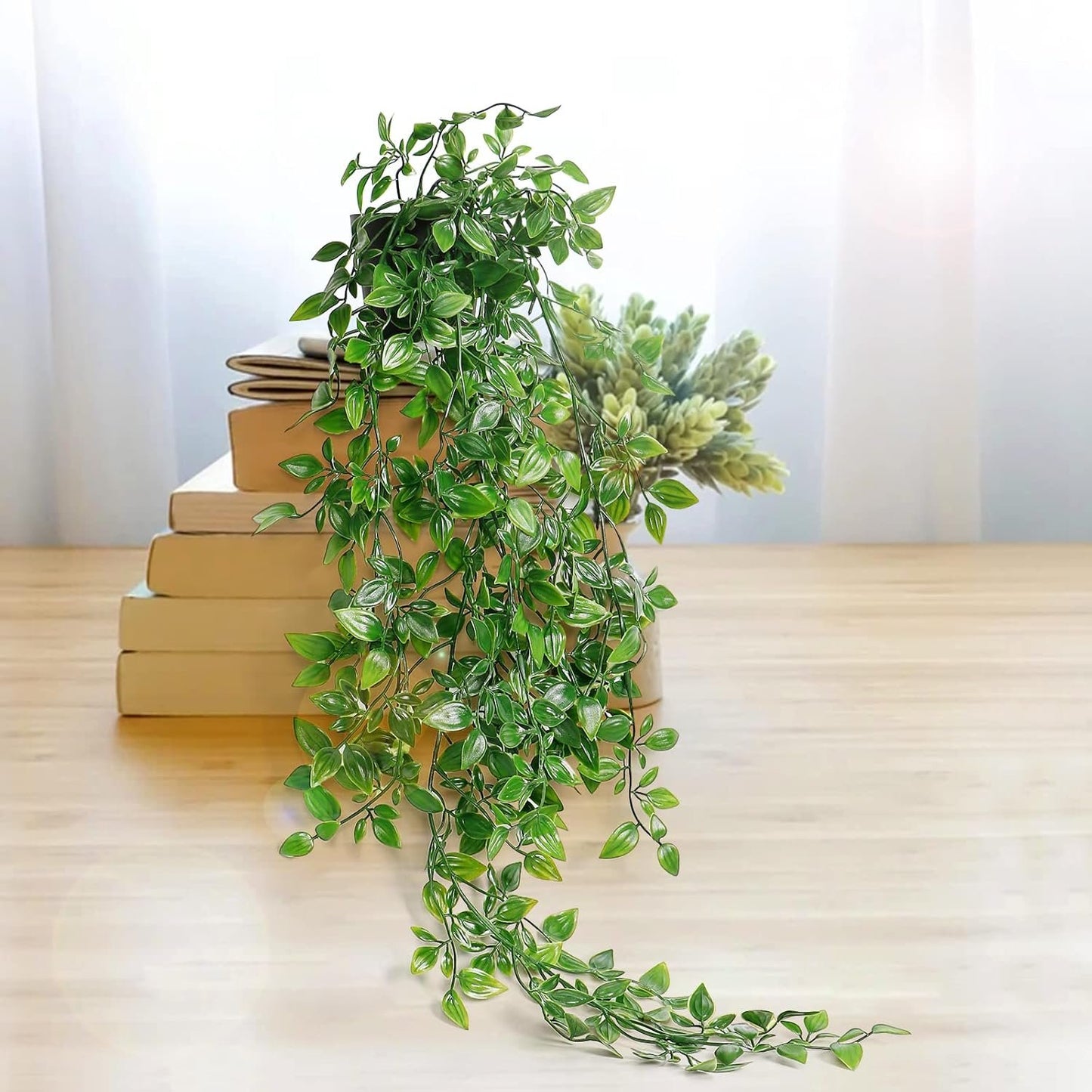 Dremisland 3Pcs Artificial Hanging Plants-Artificial Hanging Plants Potted Greenery Decor-Eucalyptus Mandala Snow Pea Vine in Pot Plants for Office Farmhouse Home Indoor Outdoor Decor