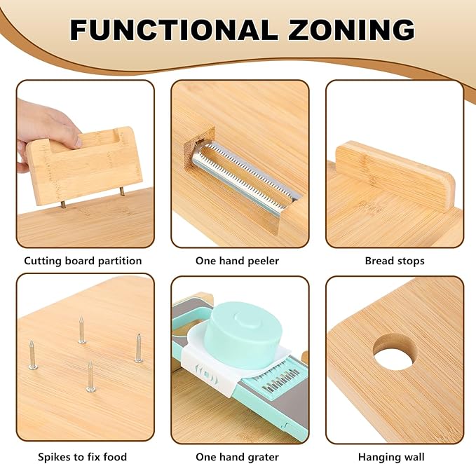 Easy-to-Use Adaptive One Handed Cutting Board,Handicap Kitchen Tools with Bread Stops & Steel Spikes,Easy to Clean-for Amputees,Stroke Victims,Elderly