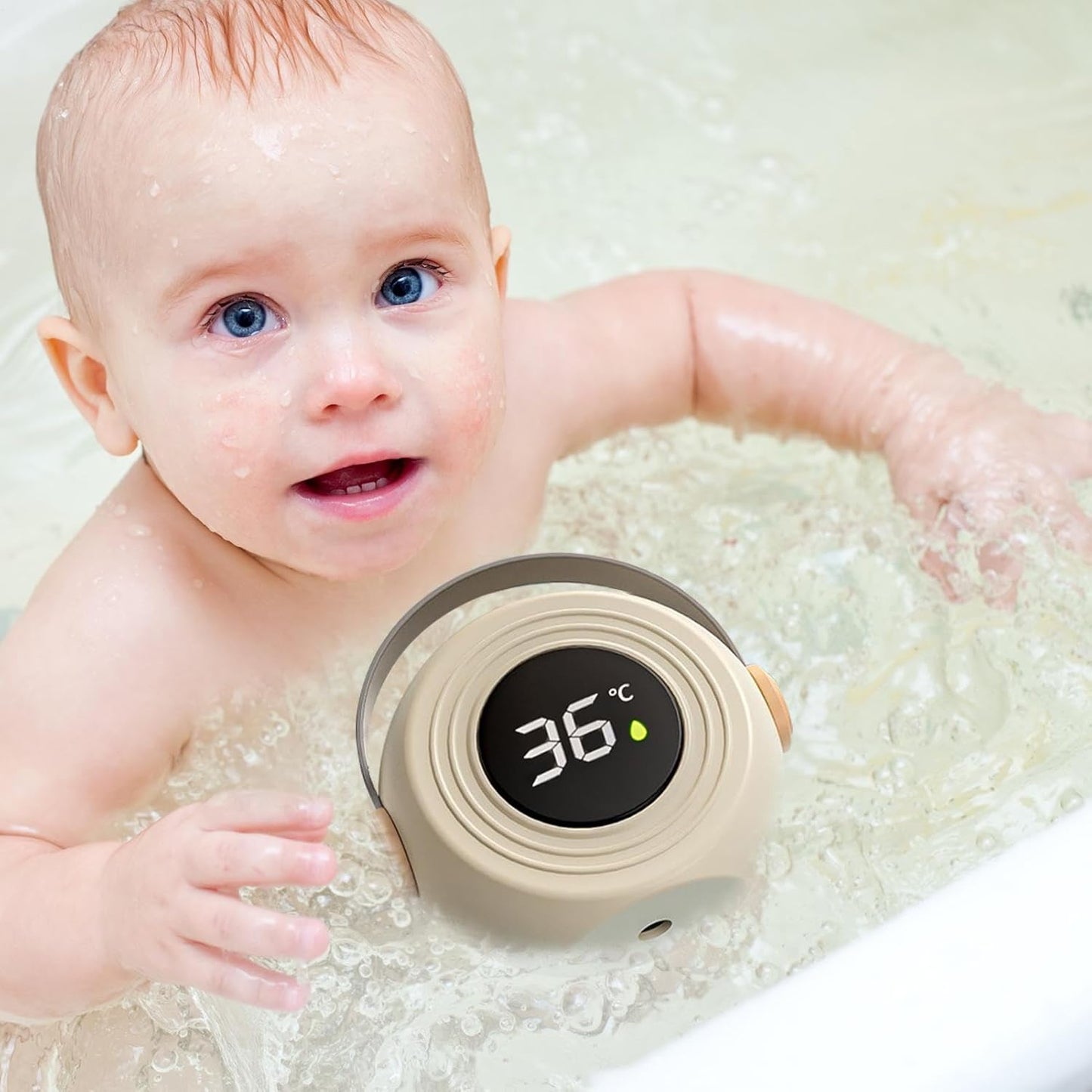 Baby Bath Temperature Gauge, Digital Water Thermometer Monitor, Electronic Sensor Tool, Floating Display Device for Bathroom Shower Swimming Pool Safety, 4,33 x 3,93 pollici