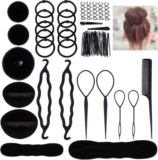 Lictin Hair Bun Hair Accessories – 70 Pieces, Hair Styling Set (Black)