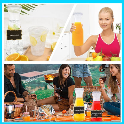 3 Pack Glass Bottles Set Glass Carafe with Lids 34 Ounces Water Decanter Juice Pitcher for Wine Milk Juice & Mimosa Bar, Beverage Glassware and Drinkware Parties Weddings BBQ Picnics
