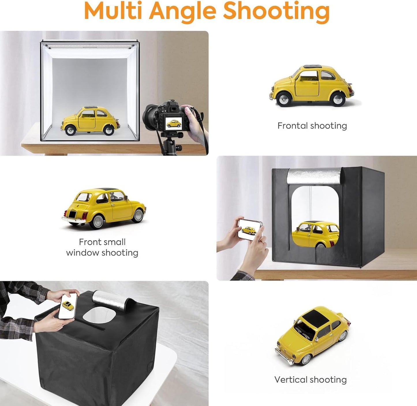 Photo Studio Light Box, Huzofexo 32" x 32" Portable Folding Professional Photography Large Lighting Box Shooting Tent Kit with High CRI95+ LED Lights & 4 Color Backdrops for Product Photography