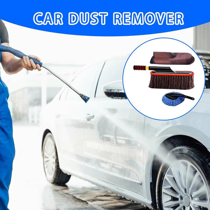 Auto Duster, Car Cleaning Brush, 53.9/21.1/12.4 pollici, Telescoping Handle, Rotatable Soft Bristle Detailing Tool, Multipurpose Vehicle Dusters for Car and Vehicles, Black