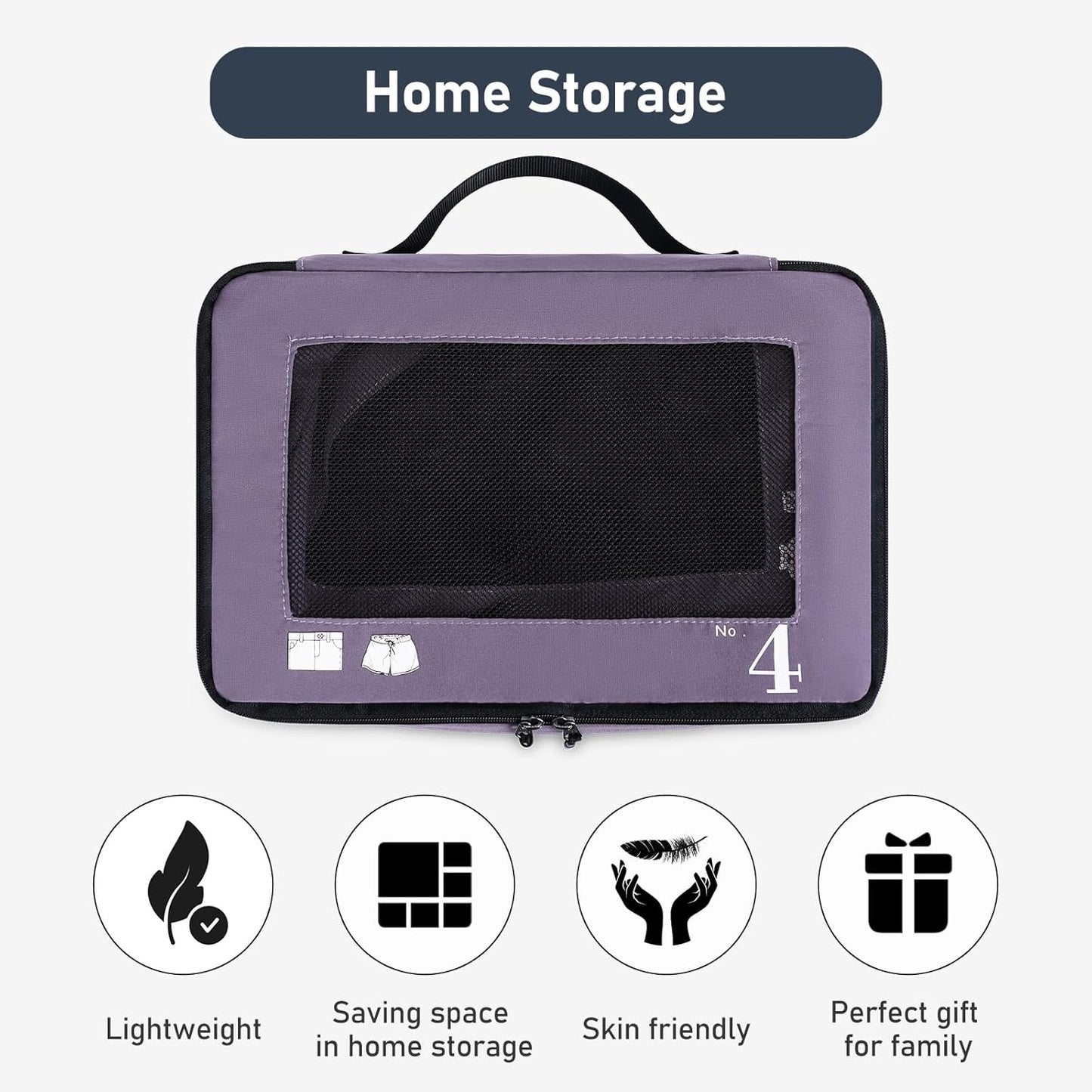 ECOHUB Organizer Suitcases 7 Pieces Packing Cubes Kit Travel Kit Environmentally Friendly PET Travel Accessories Organizer Space-Saving Travel Shoe Holder Organizer Backpack (Purple)