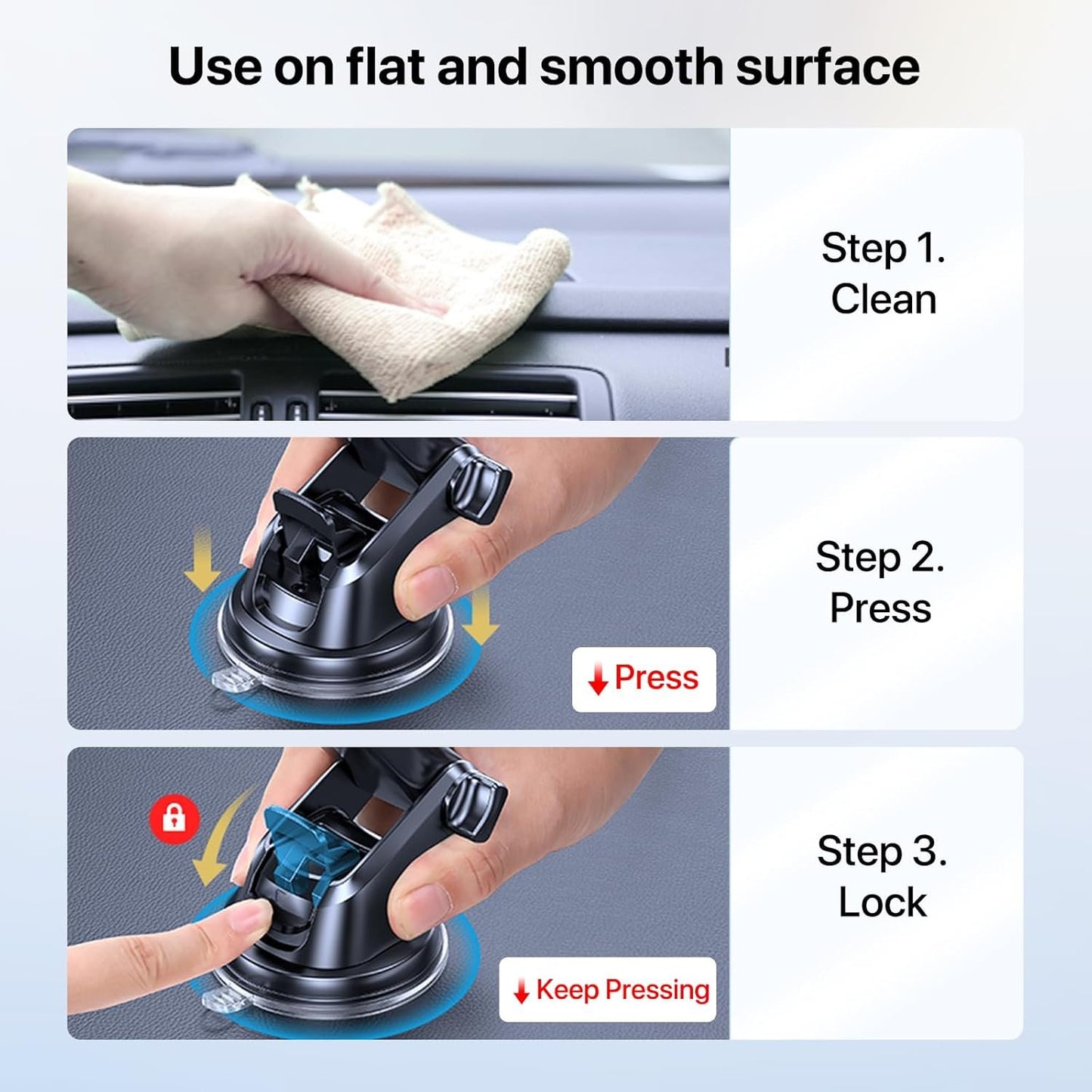 Miracase Phone Holders for Your Car, Multifunctional Car Phone Holder with Suction Cup Base, Hands Free Universal Cell Phone Car Mount, Automobile Phone Mount Car for iPhone Android Smartphones(Base)