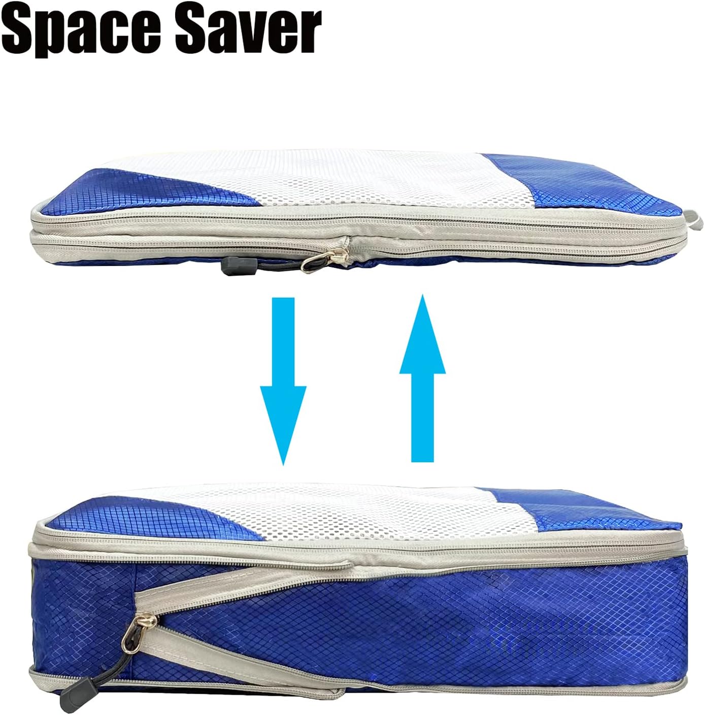ehsbuy Compression Packing Cubes 4 Pieces for Travel Organizer Luggage Organizer Suitcase 3 Cubes + 1 Laundry Bags for Clothing Accessories