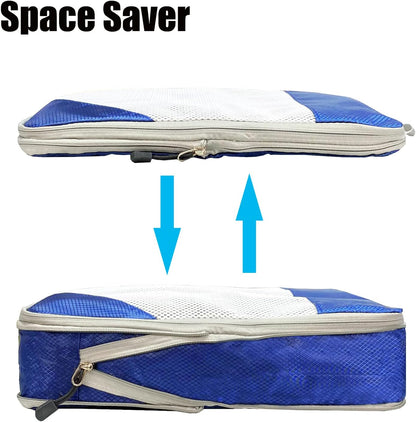 ehsbuy Compression Packing Cubes 4 Pieces for Travel Organizer Luggage Organizer Suitcase 3 Cubes + 1 Laundry Bags for Clothing Accessories
