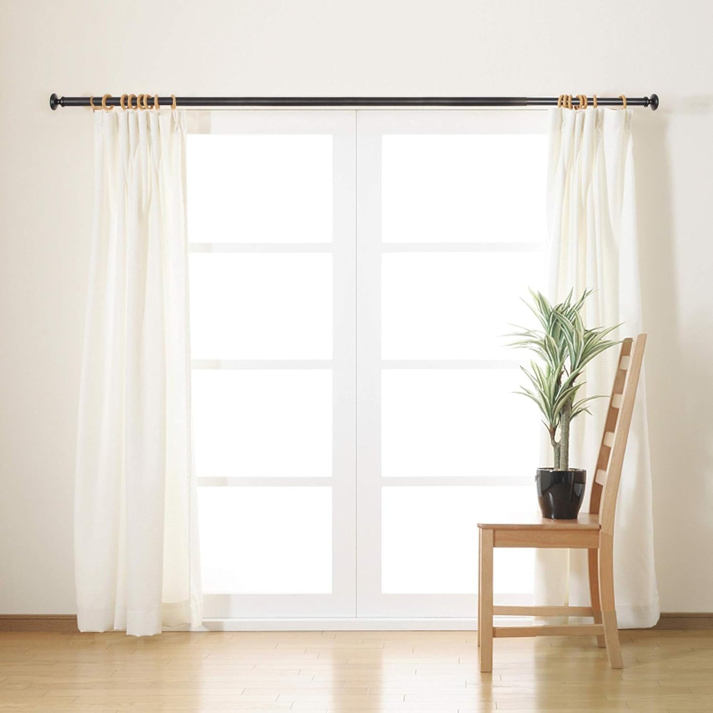 TiMi Window Curtain Rod 1 Inch Decorative Adjustable Single Curtain Rods Classic Oval, 28 to 48 Inch telescoping Drapery Rod, Black