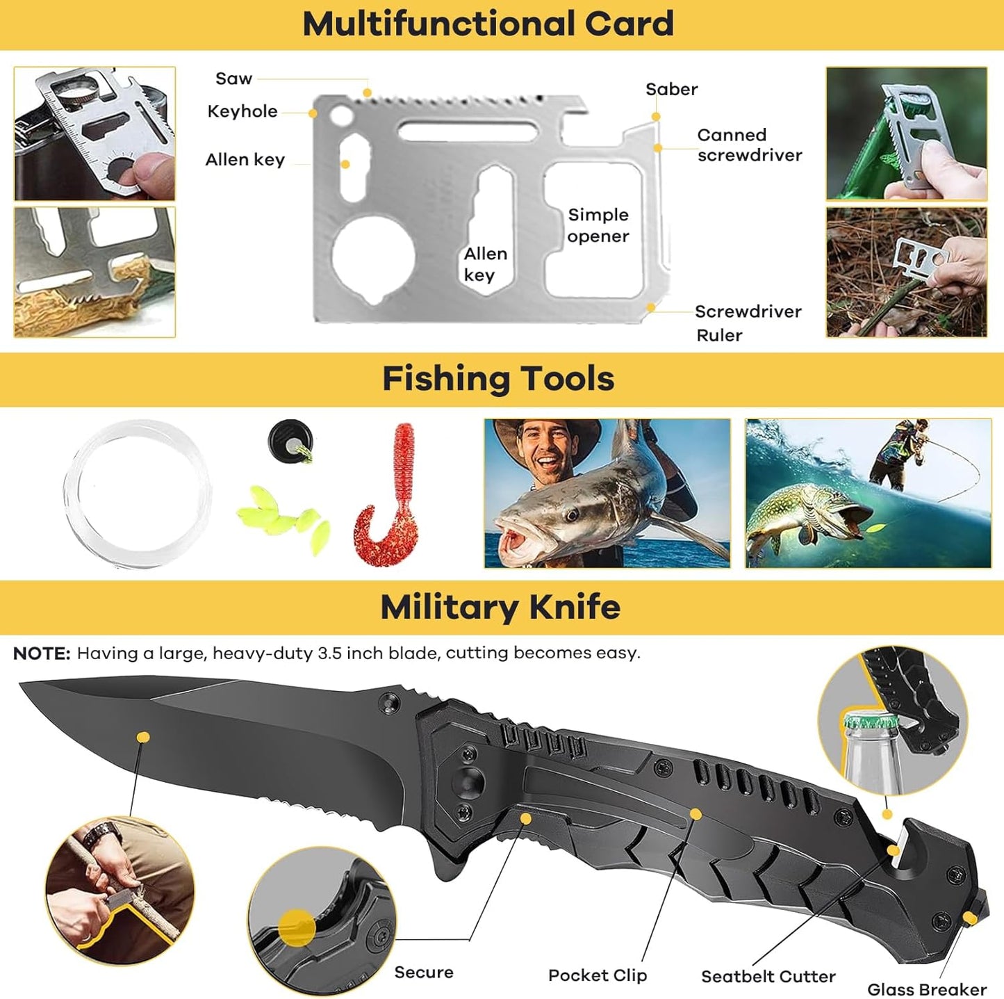 Survival Kit, Emergency kit and First Aid Kit for Outdoor, Survival Gear with Molle System, Professional Tools for Camping, Earthquake, Outdoor Adventure, Hiking and Hunting