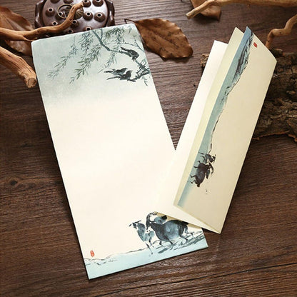 Winrase Set of 32 Chinese Ink Painting Classical Style Design Writing Stationery Paper with 16 Envelopes8 Styles