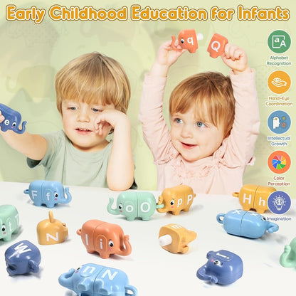 AiTuiTui Montessori Toys for 2 3 4 Year Old Boys Girls, Sensory Elephant Matching Letters Toys for Toddlers, Preschool Alphabet Learning Set for 3-5 Kids Gifts
