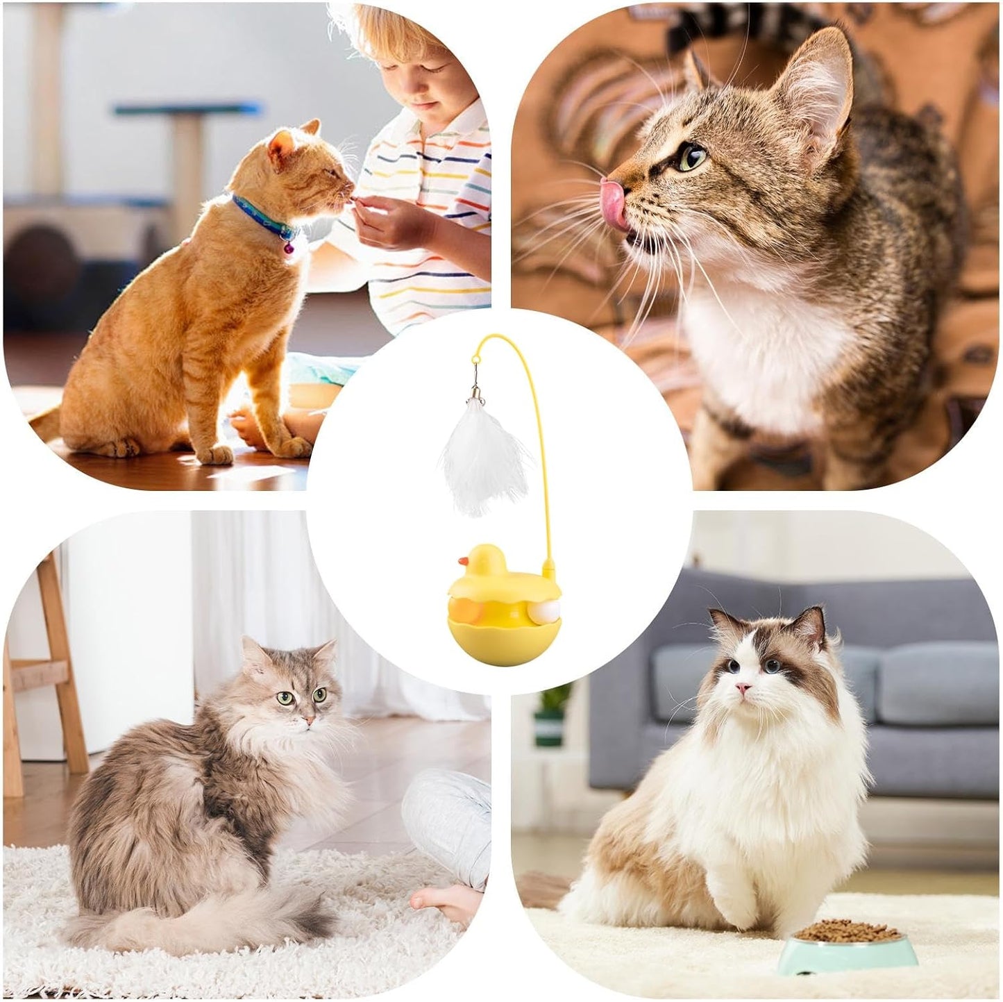 Wrohto Cat Toys, Interactive Kitten Toy, Detachable Feather Lightweight Resin Duck Shape Fun Stick for Kitten Play, Indoor Outdoor and Birthday Easter, 3.54 x 9.84 inches