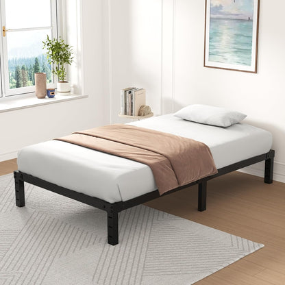 Twolike Twin Metals Bed Frames, Bed Frames with Underbed Storage, Steel Slat Support,Anti-Noise Foam Stickers, Easy Assembly,14 Inch Twin