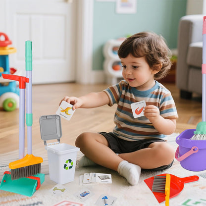 Detachable Kids Cleaning Toy Set - Broom, Mop, Dustpan, Brush, Rag Play, Housekeeping Kit, STEM Really Clean Toys Educational Toddler Pretend Play Toy Gift for Boys Girls-15PCS
