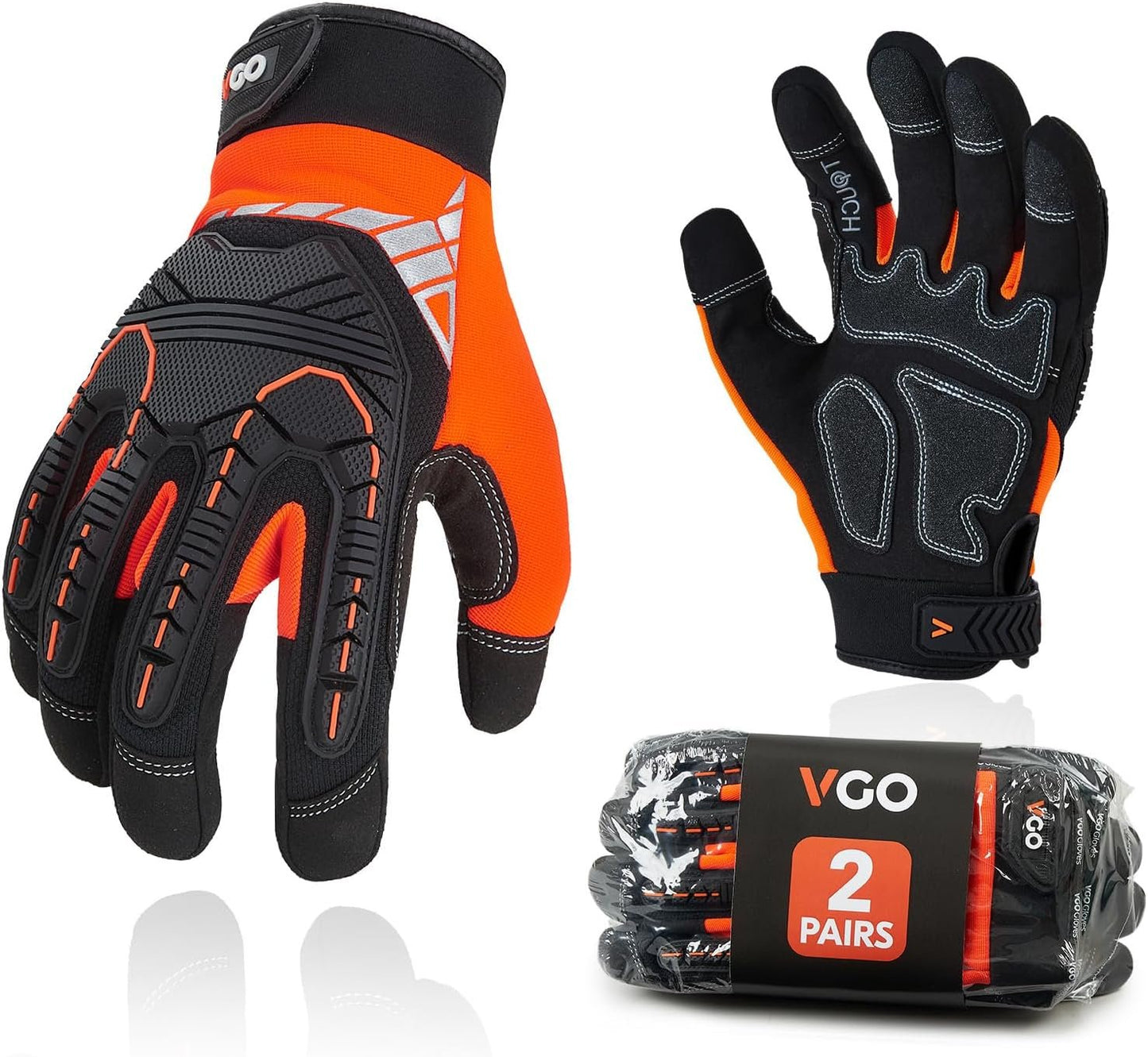 Vgo High Dexterity Heavy Duty Mechanic Glove,Anti-Vibration,Anti-Abrasion,Touchscreen,Rigger Glove(SL8849)