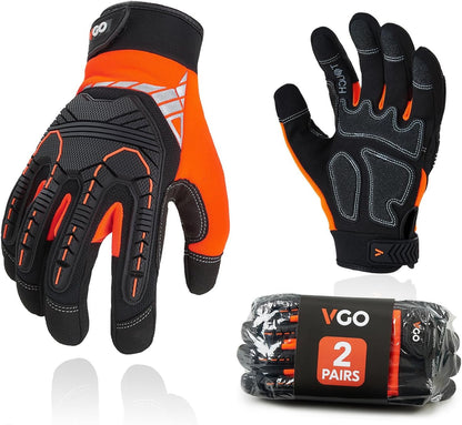 Vgo High Dexterity Heavy Duty Mechanic Glove,Anti-Vibration,Anti-Abrasion,Touchscreen,Rigger Glove(SL8849)