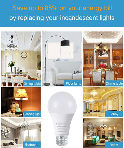 Scheinenda LED Light Bulbs 150W Equivalent(20w)，A21 LED Bulb 2200LM High Lumens and 5000K Daylight Non-dimmable Lighting, E26 Base LED Bulb for Home Lighting, Ceiling Fixture, Pack of 4