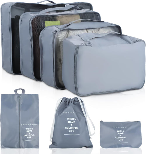 Set of 7 Packing Cubes - Suitcase Organizer - Suitcase Organizer - Waterproof Travel Bags, Luggage Organization System for Suitcases and Backpacks Ideal for Holidays and Travel (Grey)