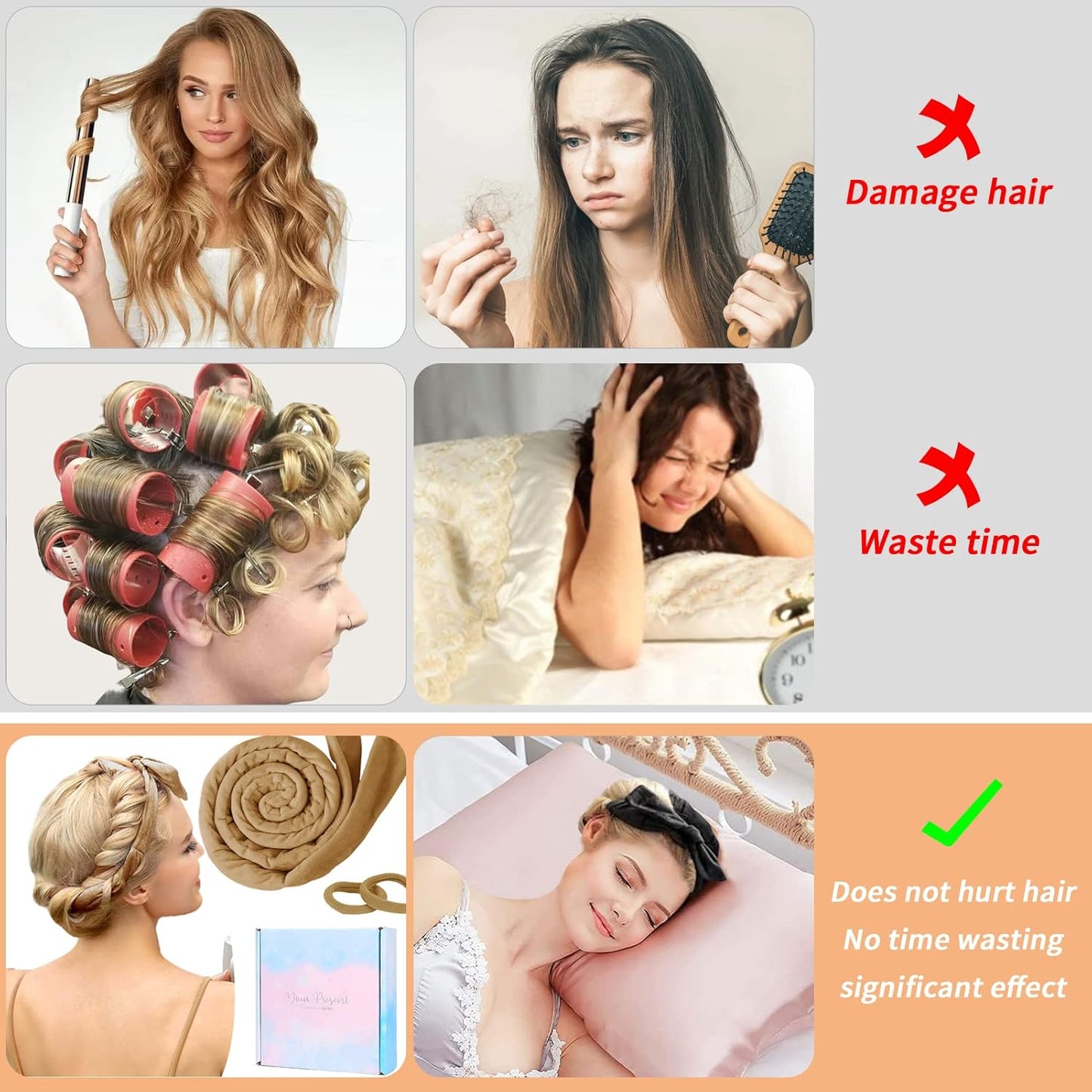 Long Hair Curler for Heatless Velvet Soft Band Curler Curler for Long, Medium Hair