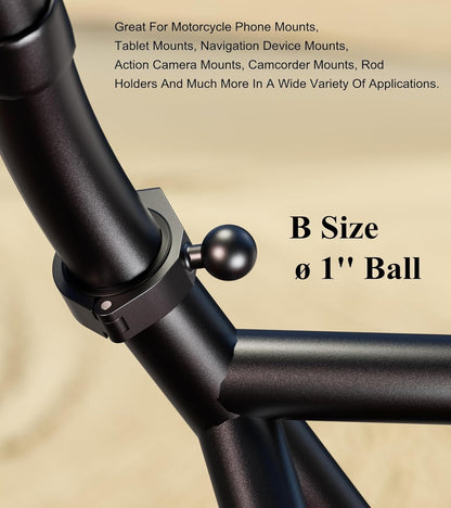 BRCOVAN 1'' Ball Large Bar Clamp Mount, Fit 1.5'' / 1.65'' / 1.75'' / 1.85'' / 2'' Round Rails & ATV UTV Roll Cages, Fit for RAM Mounts B Size 1 Inch Ball Double Socket Arm, Aluminum Alloy