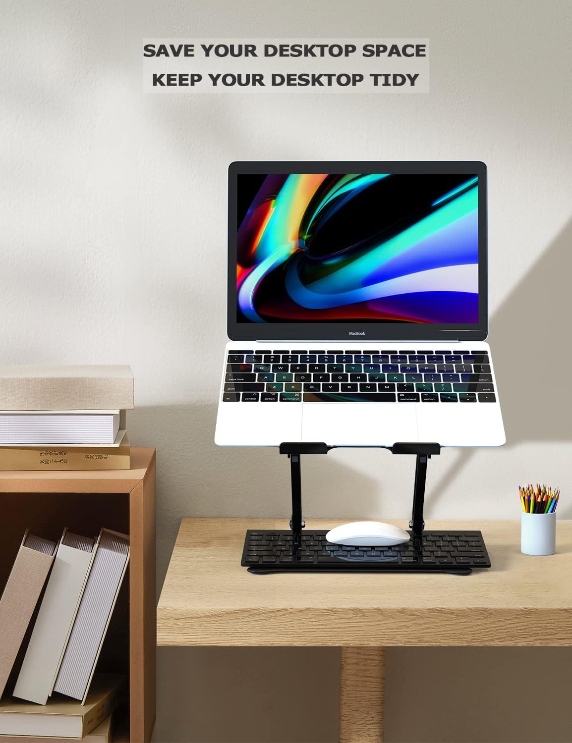 PHOCAR Laptop Riser Adjustable Laptop Stand Foldable Aluminum Portable Computer Stand Laptop Holder Compatible for MacBook,HP, Lenovo,Surface,Dell, ASUS, Laptops up to 17 Inch