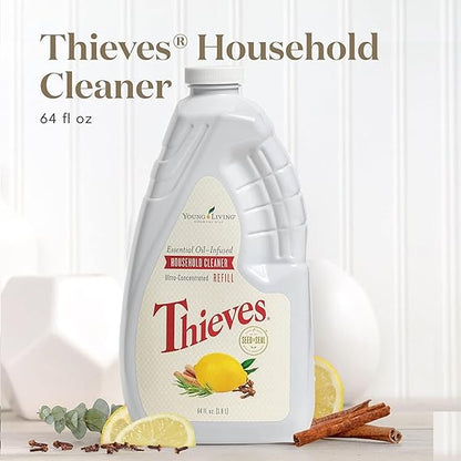 Young Living Thieves Household Cleaner Refill | 64 fl oz | All-Surface Home Cleaner | Plant-Based | Pet-Safe Formula | Water and Essential Oil Infused