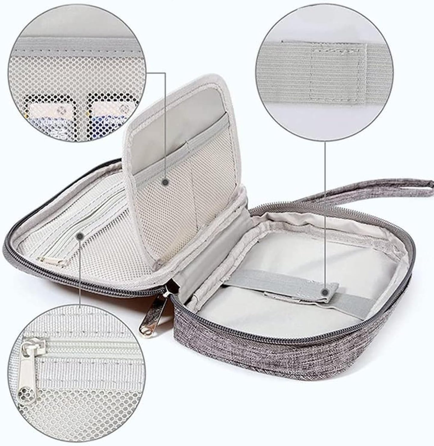 Electronic Accessories Bag, Travel Accessories Gadget Storage Bag Universal Travel Bag for Small Electronics and Cables, Adapter, Battery and More,Power Bank, Mouse,iPad, Phone (Grey)