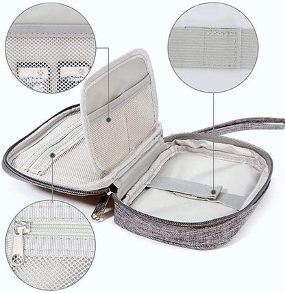 Electronic Accessories Bag, Travel Accessories Gadget Storage Bag Universal Travel Bag for Small Electronics and Cables, Adapter, Battery and More,Power Bank, Mouse,iPad, Phone (Grey)