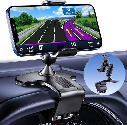 Car Phone Holder, Adjustable Mobile Phone Holder for Dashboard and Windshield, 360 Degree Rotation, Compatible with Mobile Phones from 4.0 to 7.0 Inches