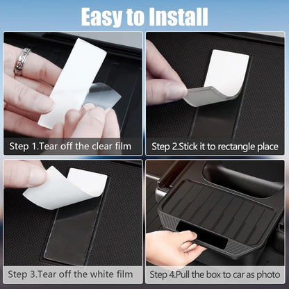Rear Center Console Organizer for Tesla 2024 Model Y, Car Storage Box Backseat Garbage Can TPE Row Seat Container with Lid Interior Accessories for 2024 2023-2020 Model Y