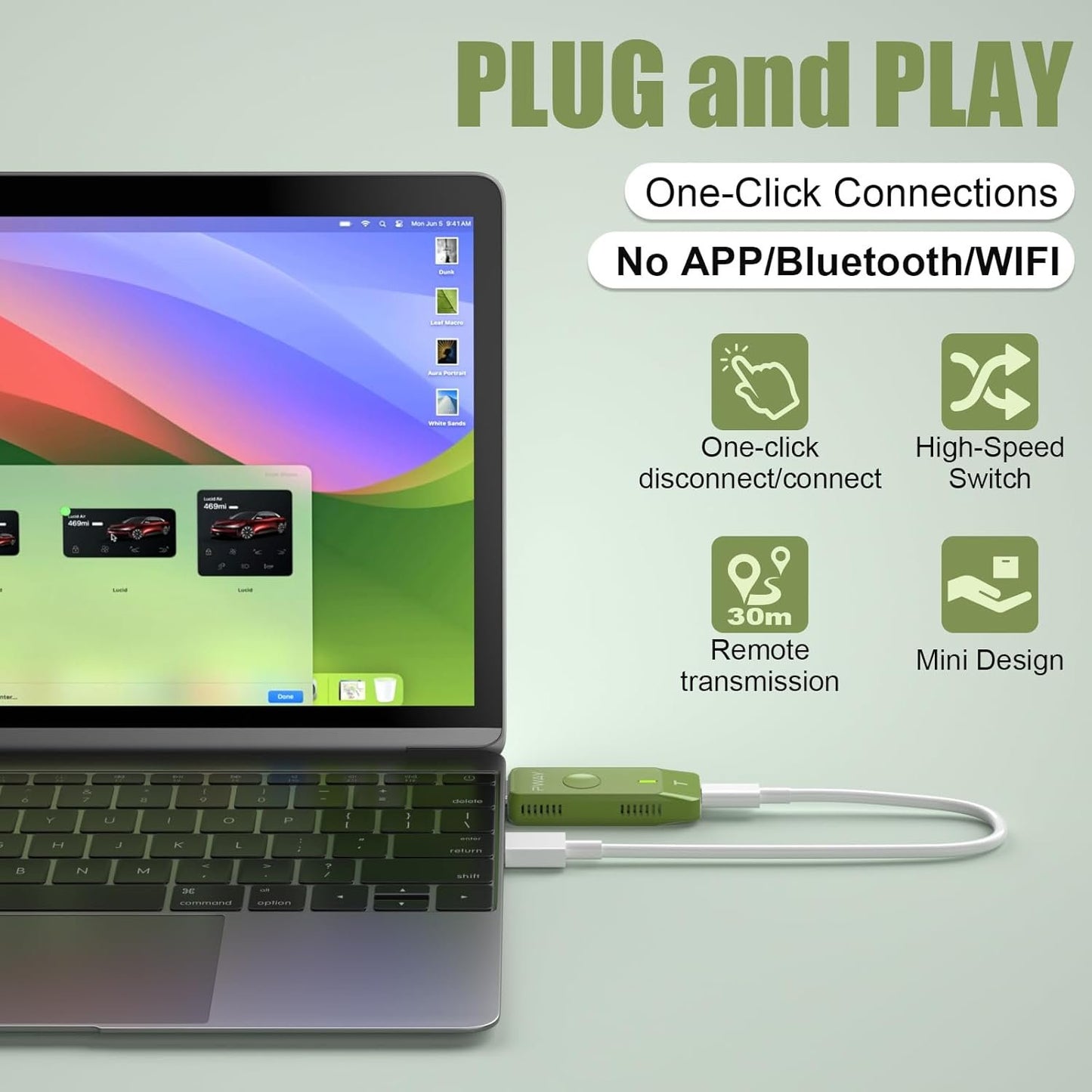 Wireless HDMI Transmitter and Receiver with 4K Adapter Decode, Plug & Play Portable 2.4G/5G 1080P Wireless HDMI Extender Kit for Streaming Video and Audio to Monitor from Laptop/PC/TV Box/Projector