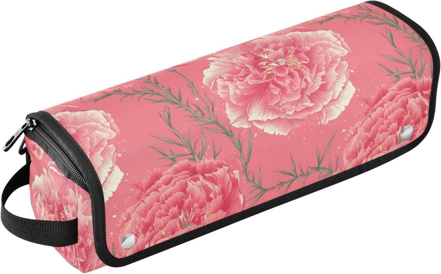 Grande garofano rosa 2 in 1 organizer per strumenti per capelli con tappetino in ferro grande custodia da viaggio per ferro piatto strumenti caldi e accessori per la cura dei capelli, essenziali da