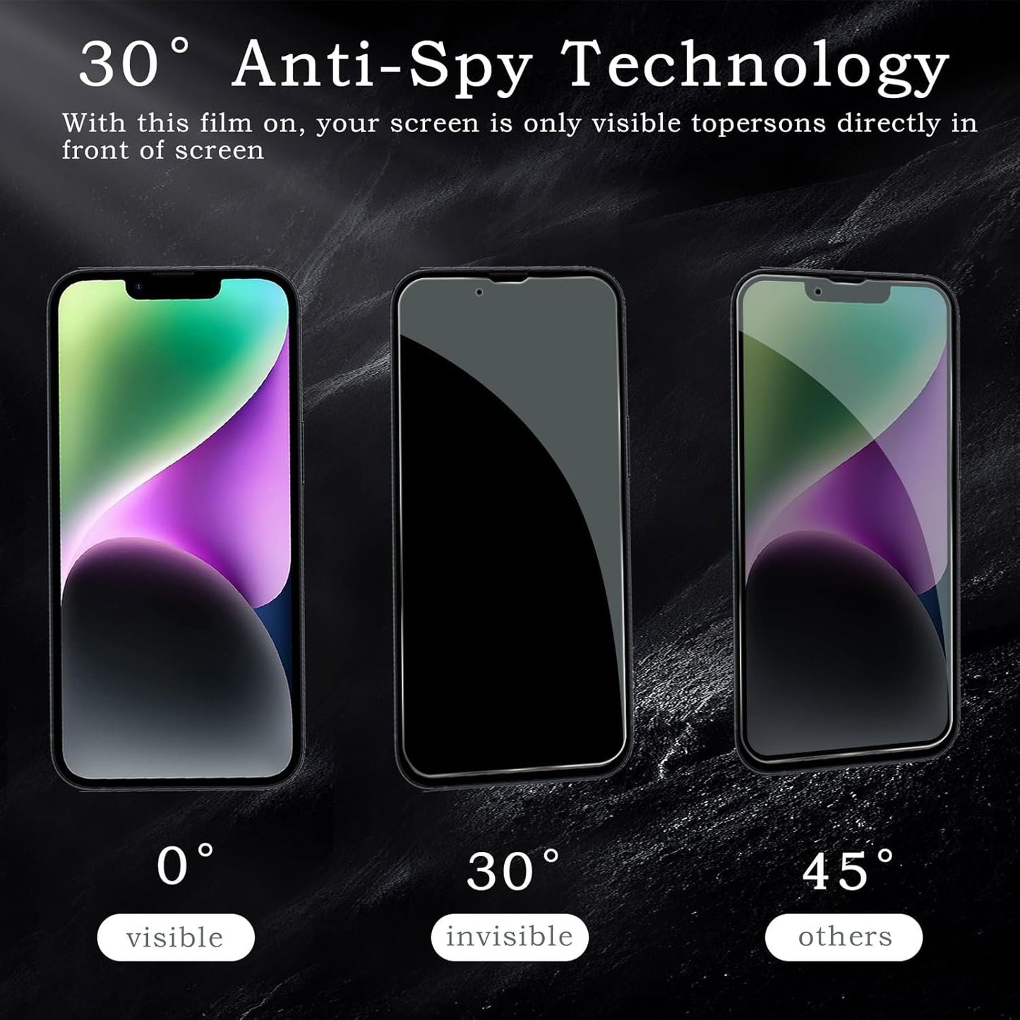 [2+2 Pack] Privacy Screen Protector for Apple iPhone 14, Anti-Spy Shatterproof Tempered Glass with Camera Lens Tempered Glass 9H Hardness Bubble Free Anti-Glare Case Friendly