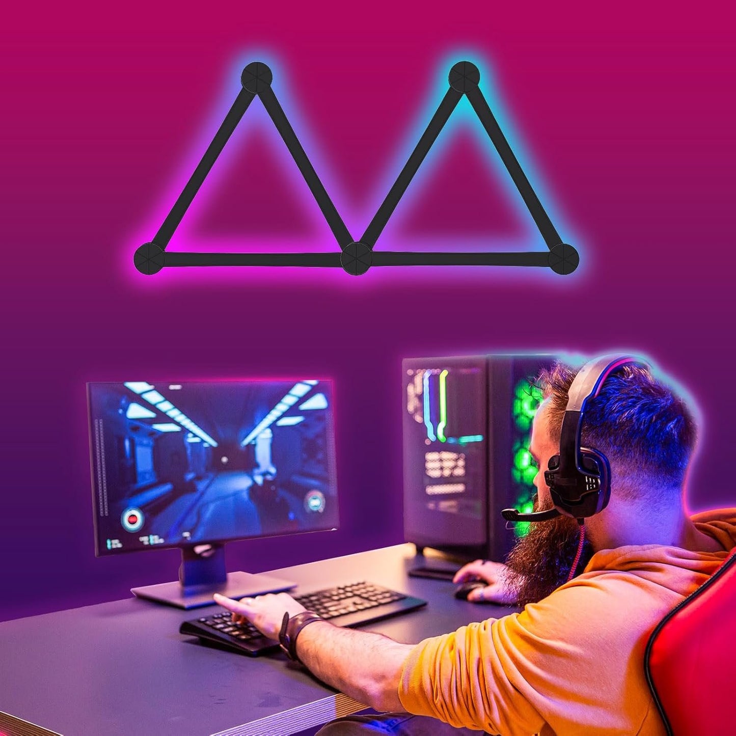 RGB Light Bar - Smart Wall Light Lines with Music Sync, Wi-Fi LED Gaming Lights with 16M+ Colors & 40+ Sence Modes, Creative Smart Light Bar for TV Backlight, Bedroom Esports Room(6 Pcs, Black)