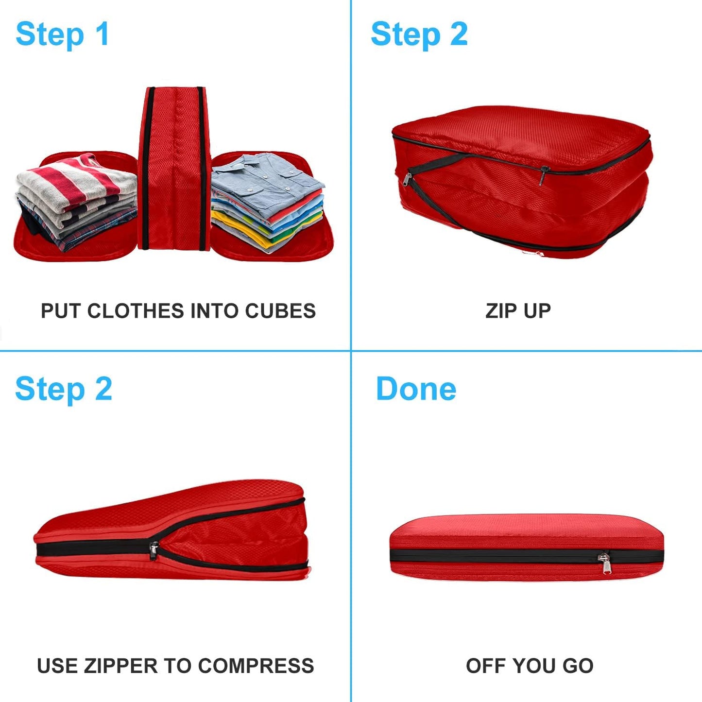 Cinnani Compression Suitcase Organizer, Set of 6 Travel Organizers, Packing Cubes for Travel, Travel Organizers, Space-Saving Travel Suitcase Organizer for Clothes, Shoes, Underwear